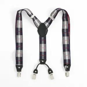 (맨즈코어) 젠틀맨 4클립 멜빵 남성 서스펜더 클래식 정장 멜빵 (체크)