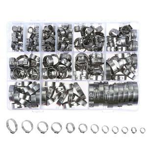 304 스테인레스 스틸 싱글 이어 호스 클램프, 5.3-33.1mm 무단 신치 링, 크림프 키트, 자동차 배관용, 185