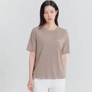 [하프클럽/](3컬러) 소프트 자수 레터링 포인트 라운드 반팔 티셔츠 LSTSP451