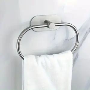 욕실 샤워 타월 행거 무타공 스테인리스 실버 타원형 걸이 화장실걸이