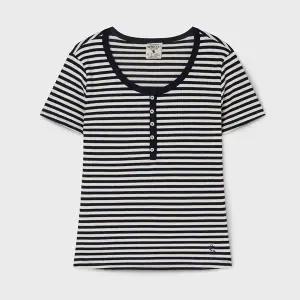 [후아유](의정부점)Ribbed Henry Neck T-shirt WHRAG2422F