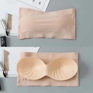 오프숄더 브라탑 심리스 패드탈부착 어깨끈없는브라