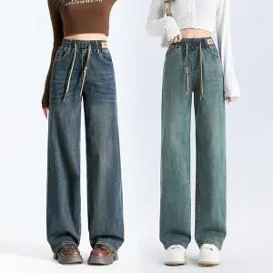 706 / 숏 기본 롱 밴딩 와이드청바지 스판데님팬츠 빅사이즈