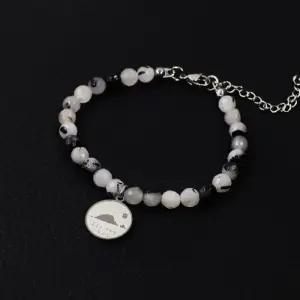 [벨가] 흑침수정 6mm 독도 후원 태극기 팔찌