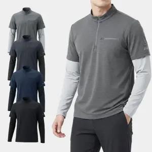 [아즈바이]남자 매쉬 쿨 토시 스판 반집업 티셔츠 BF112 봄 여름