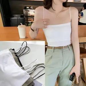 [라일리의류] Rly 패드 내장 튜브탑 끈나시 슬림핏 크롭 탱크탑 이너