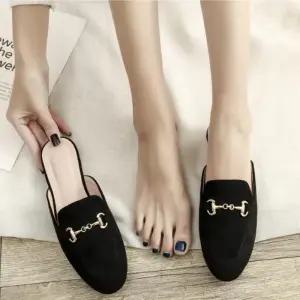 [오노마] ONM 여성 슬리퍼구두 골드체인장식 포인트 스웨이드블러퍼