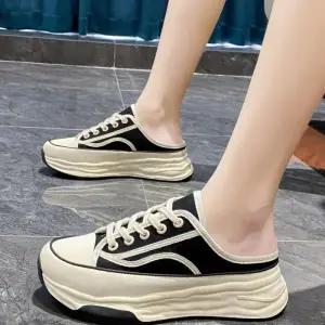 [오노마] ONM 베이직 키높이 통굽 여성 캔버스 뮬 스니커즈