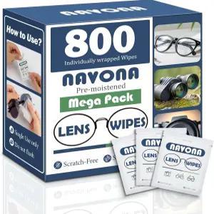 안경용 렌즈 물티슈 800개 - 미리 촉촉하고 개별 포장된 청소 스크래치 없는 선글라스 및 카메라 벌크 팩