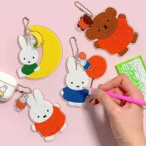 미피 토끼 캐릭터 보석십자수 키링 키홀더 만들기 2개 십자수 보석 자수