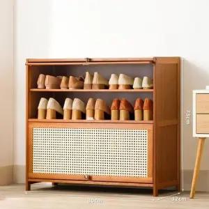 80cm 신발장 대나무 4단 라탄