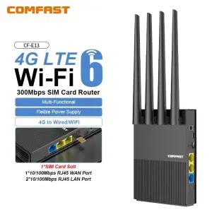 휴대용라우터 유심공유기 이동식와이파이 컴패스트 WiFi6 4G LTE Cat4 SIM 카드 무선 라우터 300Mbps 24G 4