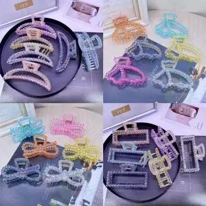 Ludia 투명 헤어집게핀 크리스탈 진주 올림머리 집게