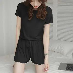 여자 여름 홈웨어 잠옷 반팔 반바지 상하의 세트 코디 (HSJ-WFHRTTS)