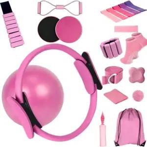 홈 운동을 위한 자이보라 필라테스 장비 세트 - 링 및 볼 저항 밴드 요가 액세서리 코어 슬라이더 발목