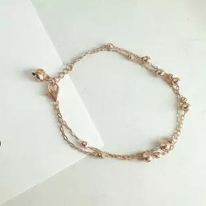 레이어드 팔찌 두줄 팔찌14k화이트골드18.5cm