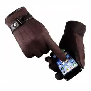 남성장갑 브라운 안감 털 스웨이드 방한장갑 터치