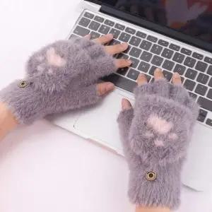 벙어리장갑 커버 심쿵 손가락 퍼플그레이 장갑 밍크