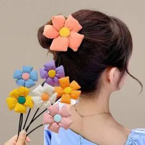 밴드 리본 플라워 당고 묶기 와이어 똥 머리 끈 로우