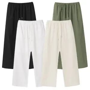 [리빌모아]남자 디오 린넨 밴딩 와이드 코튼팬츠 AT-PTS-Q002-카키