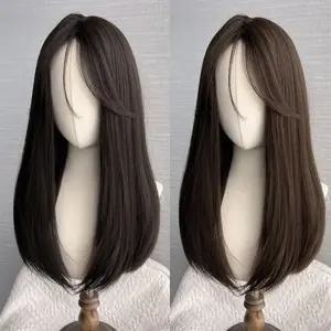 여자 정수리 볼륨업 간편 똑딱이 롱 헤어 가발