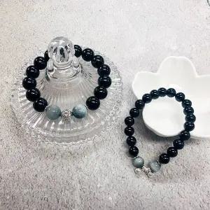 TBZ H2H3 흑요석 실버 행운팔찌 세트 커플팔찌 우정템