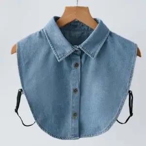 베이직 데님 넥케이프 페이크카라 이너셔츠 청 카라넥