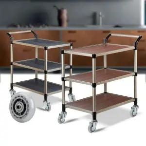 월넛우드 3단 중 무소음바퀴 이동식카트 카 주방웨건 이동식트레이
