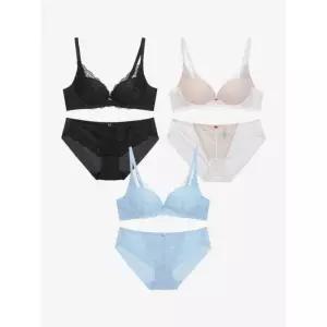 원더브라 소프트 레이스 노와이어 브라팬티 6종(브라3+팬티3) WBW4N242526_T 863340 881209