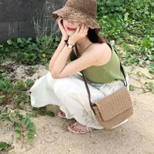 [하프클럽/]여름 바닷가 비치 스타일 밀짚 가방 크로스 핸드백