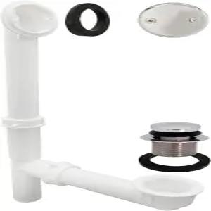 웨스트브라스 Y593244CP 화이트 튜브형 팁-토 목욕 폐기물 및 오버플로 어셈블리 광택 크롬