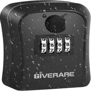 기베라레 잠금 상자 4자리 조합 외부 집 열쇠 보관 벽걸이용 방수 야외 키 하이더 재설정 가능한 코드 안전