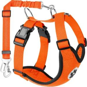 자동차용 루코비 반려견 안전벨트 대형 중형 소형견용 조절 가능한 하네스 카 스트랩 및 카라비너가 있는