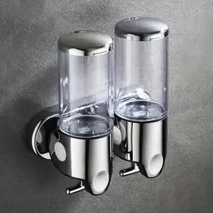 욕실디스펜서 물비누 디스펜서 2구 투명 물비누디스펜서 450ml