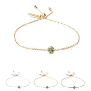 하객패션 페리도트 크리스탈 슬라이드 체인팔찌 B043 4mm