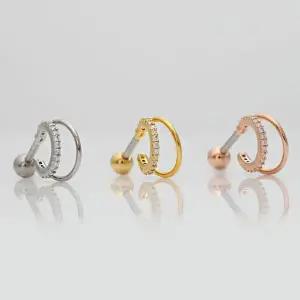 [하프클럽/]패션 피어싱 미니 투 링 3종 택1 한쪽판매