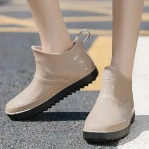 여성 봄 여름 발편한 숏 방수 레인부츠 레인08N