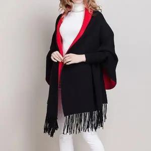 숄망토 블랙레드 믹스 가디건숄 니트 망토머플러 망토숄