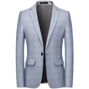 EAMT 남친 캐주얼 자켓 싱글 원버튼 체크 코트 비즈니스 정장 YJ1