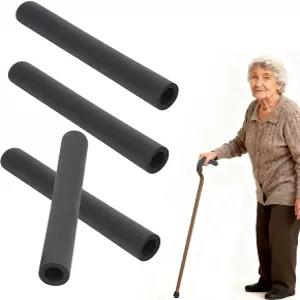 4Pcs 곡선형 지팡이 손잡이 그립 교체용 검은색 두꺼운 폼 튜빙 11.8인치 커버 노인용 쿠션 액세서리