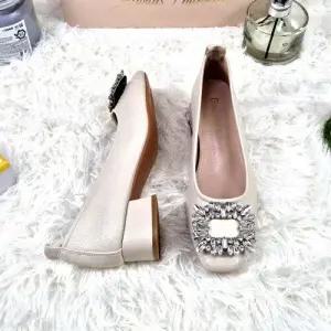 [제이시]제이시 3cm 소가죽 굽낮은 큐빅 플랫 웨딩슈즈 K445