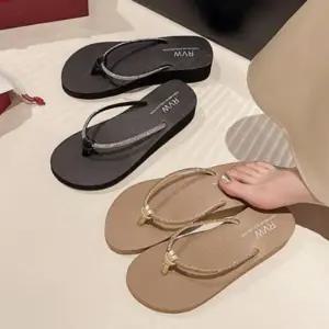 여성 여름 바캉스 반짝이 슬리퍼 통굽 키높이 신발 쪼리_24923599