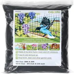 OGORI 25 x 버드 네팅 헤비 듀티 나일론 3/4 메쉬 정원 네팅으로 과일 나무 식물 및 채소를 보호합니다