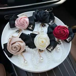 [패션] 로즈 블랙리본 고리 키홀더 가방꾸미기 자동차 테슬 인형 악세사리 재료 고리 가방 선물 부자재