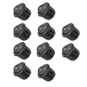 SPST 스냅인 스위치 ON Off 2 핀 라운드 스냅 로커 보트 스위치 AC 자동차 보트 가전 제품 10 개