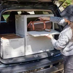 캠핑수납가방 테이블 폴딩 우드 상판 수납 공간 정리함 캠핑박스87L