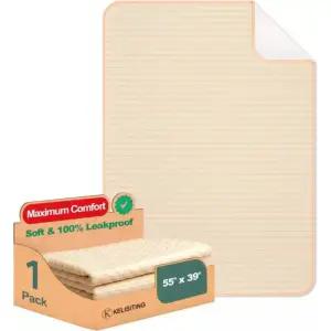 켈리시트 요실금 침대 패드 - 55인치 x 39인치 세척 가능한 방수 언더패드 1팩 성인 여성 노인을 위한