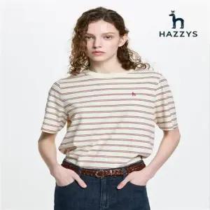 헤지스 레이디스 [26SS]루즈핏 코튼린넨 스트라이프 반팔 티셔츠 HSTS6B423 469175