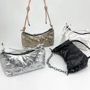 여성 유광 패딩 캐주얼 체인 지퍼 숄더백 크로스백 패딩가방