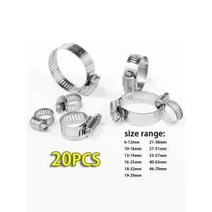 메꾸라 20개 304 스틸 호스 클램프 6-70mm 웜 기어 회전 금속 연료 라인 파이프 클램프-배관